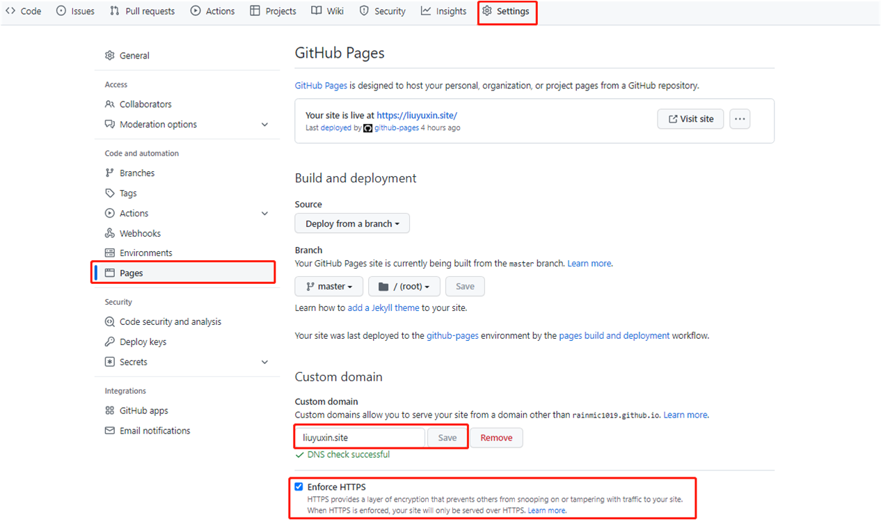 GitHub Pages使用域名